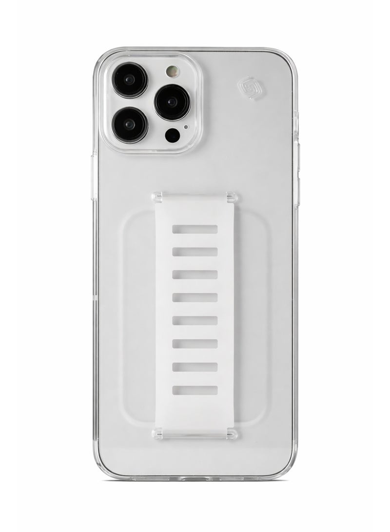 جريب 2 يو غطاء Grip2U Slim لهاتف iPhone 14 Pro Max، شفاف، مزود بحزام مدمج لقبضة الإصبع، تصميم مقاوم للصدمات مع حماية من السقوط، متوافق مع الشحن اللاسلكي - Image 1