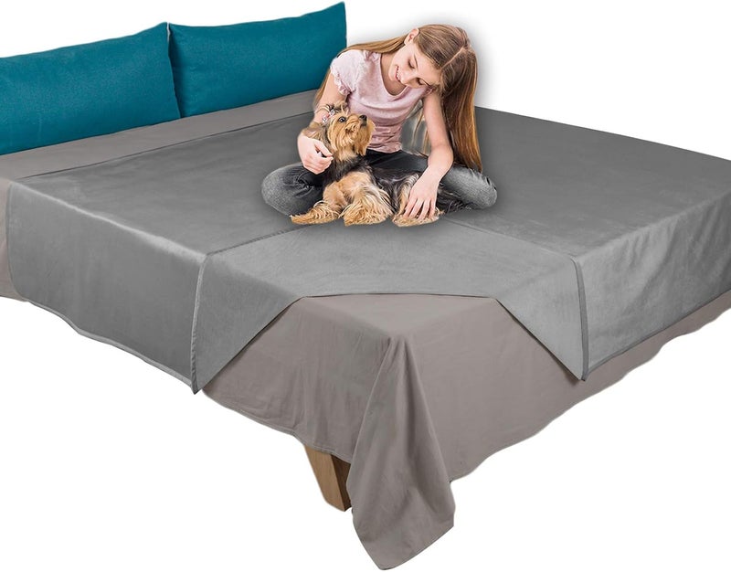 Ameritex Pet Bed Blanket Reversible 100% Waterproof Velvet Super Soft for Sofa and Bed (52x82 Inches, Light Grey+Grey) - Image 1