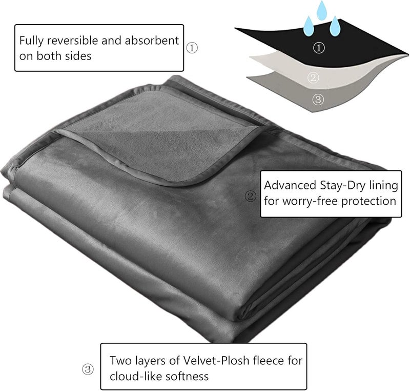 Ameritex Pet Bed Blanket Reversible 100% Waterproof Velvet Super Soft for Sofa and Bed (52x82 Inches, Light Grey+Grey) - Image 3