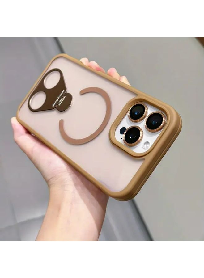 Blue Metal Frosted Semi Transparent Phone Case With Rotating 360 Degree Metal Bracket And Lens Film For IPhone 16 Pro - Image 5