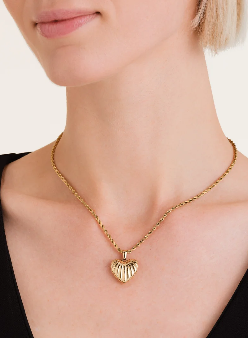 RoseField Rosefield Ridged Heart Pendant Necklace - JNHPG-J1007
