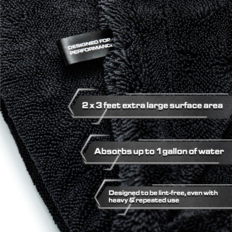 Blackline 24"x36" Twisted-Loop Drying Towel, 1300GSM, Streak Free, Lint Free, Reusable - Car Accessories, Bath Towels, Microfiber Cleaning Cloth - One Pass is All You Need - Image 5