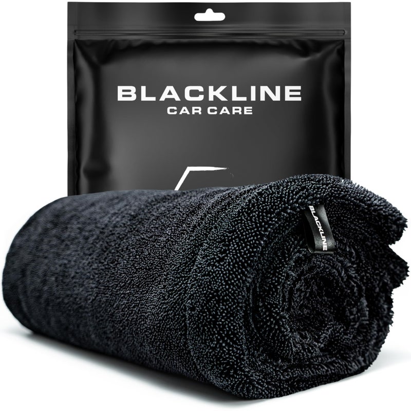 Blackline 24"x36" Twisted-Loop Drying Towel, 1300GSM, Streak Free, Lint Free, Reusable - Car Accessories, Bath Towels, Microfiber Cleaning Cloth - One Pass is All You Need - Image 1