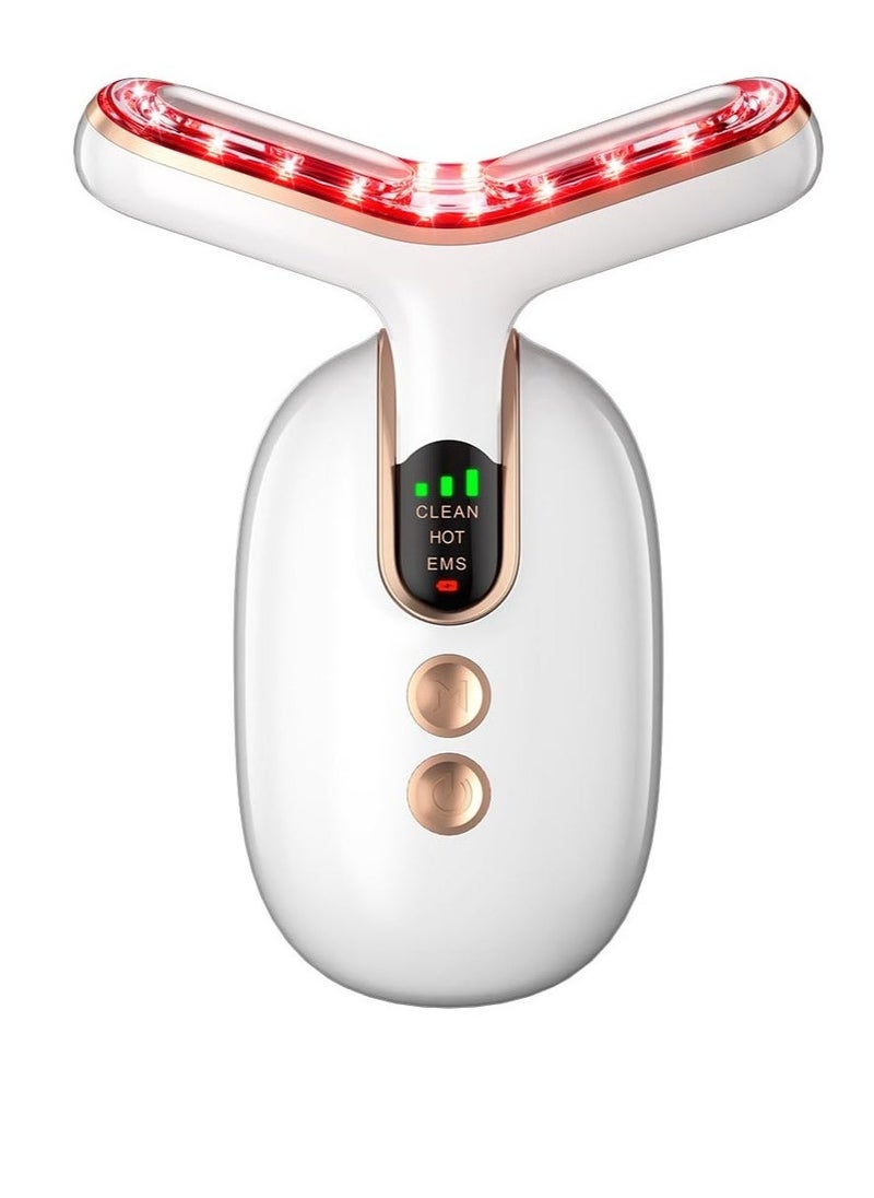 Microcurrent-Facial-Device Neck Face Beauty Device Multifunctional Skin Care Massager Electric Face Massage Kit Face Sculpting Tool for Skin Care Anti Aging and Double Chin (White Gold) - Image 1