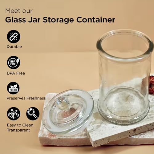 UMAI Glass Jar for Kitchen Storage | Glass Containers With Lid | Kitchen Storage Container with wide Mouth | Food Storage Container for Kitchen | Transparent | 5 Litre - Image 3