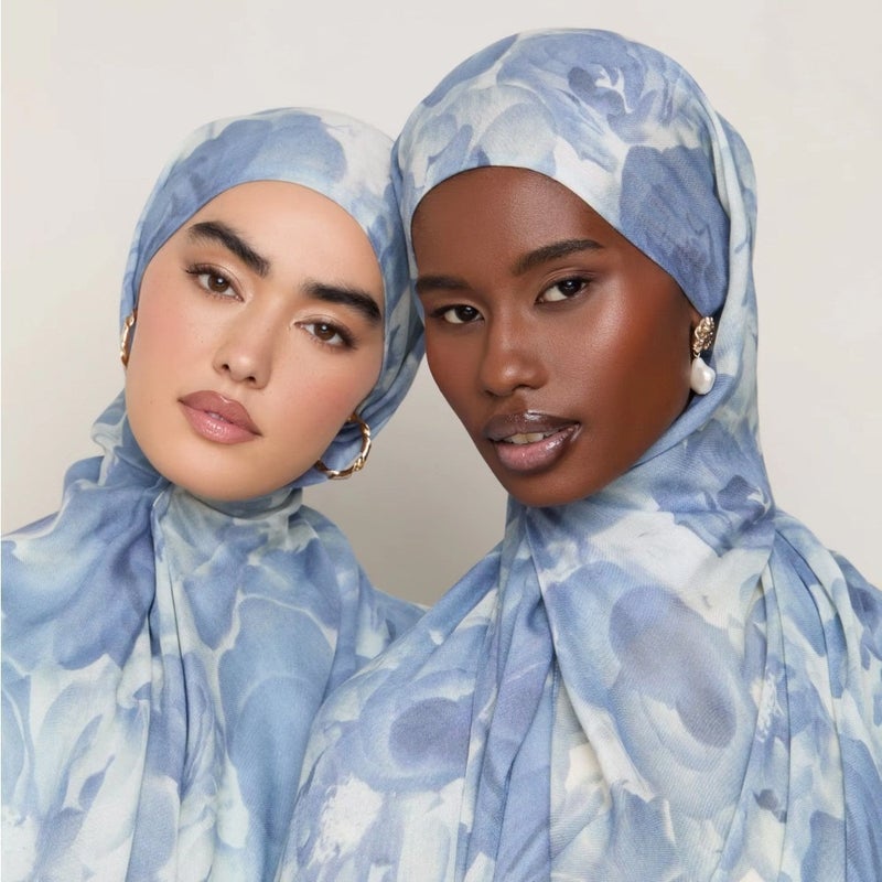 FANXIN Ethnic Style Satin Polyester Shawl Wrap for Women - Elegant Floral Design, Lightweight Scarf for All Seasons