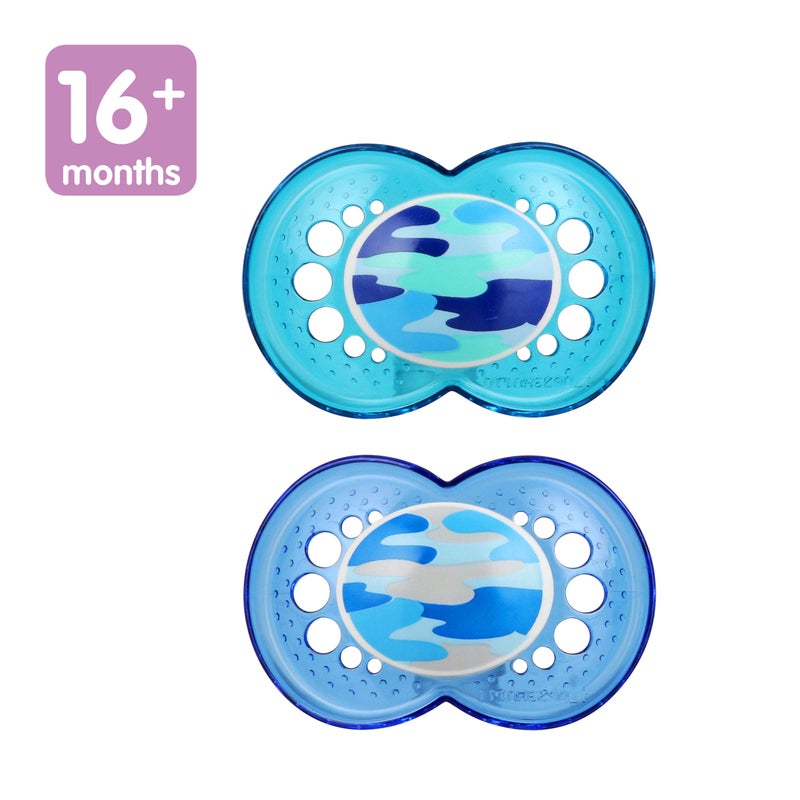 MAM Original Baby Pacifier, Nipple Shape Helps Promote Healthy Oral Development, Sterilizer Case, 2 Pack, 16+ Months, Camo/Girl - Image 2