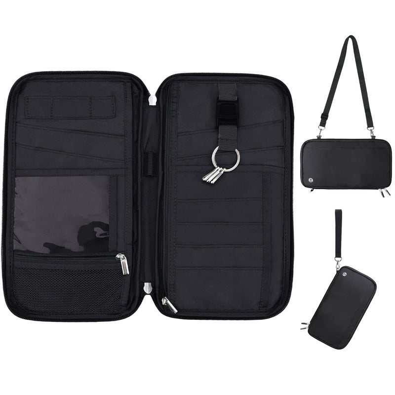 WALNEW Family Passport Holder & Travel Wallet, RFID Blocking Family Passport Wallet Travel Document Organize Zipper Case for Women Men - Image 1