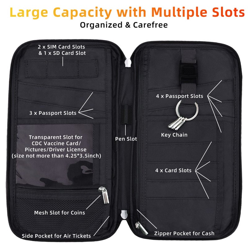 WALNEW Family Passport Holder & Travel Wallet, RFID Blocking Family Passport Wallet Travel Document Organize Zipper Case for Women Men - Image 4
