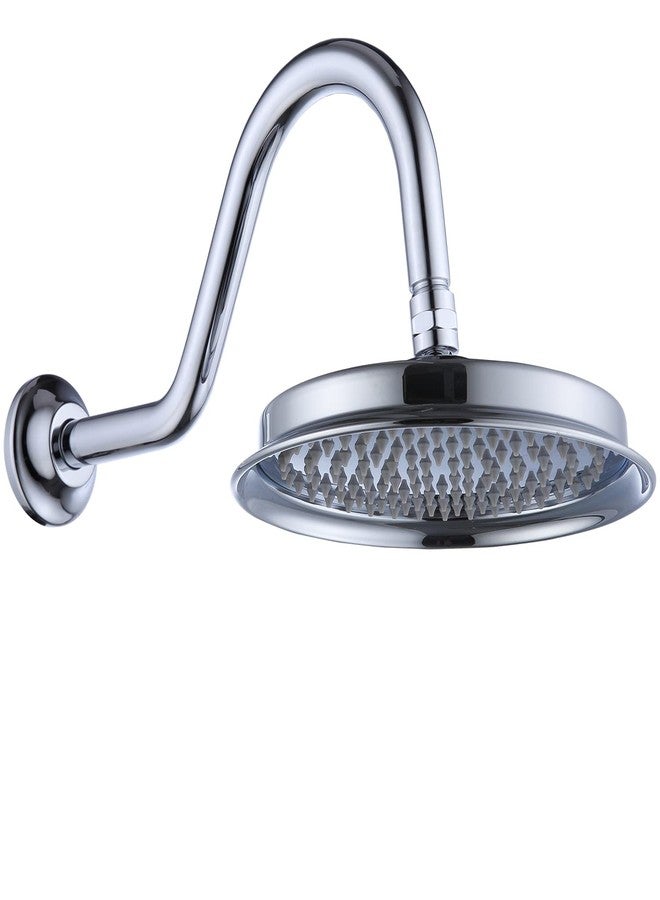 Drettyer Rain Shower Head,9" Vintage Shower Heads with Extension Curved Shower Arm, Traditional Round Rainfall Showerhead Replacement for Shower System (Chrome) - Image 1