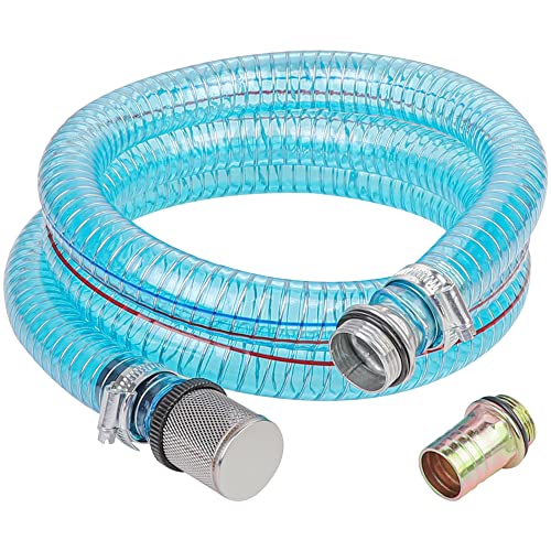 HOOTSUM 1 Inch Suction Hose for Fuel Diesel Transfer Pump, 6.5 Feet Oil Kerosene Transfer Tube with 3/4 & 1 Inch Threaded Couplings - Image 1