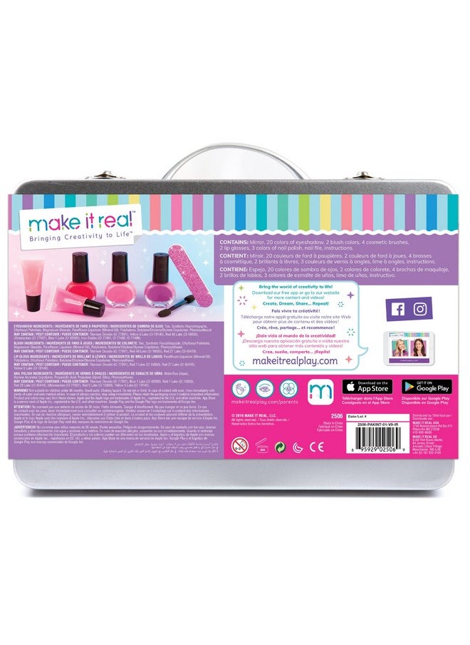 Make It Real Make It Real: Glam Makeup Set - 10 Piece Travel Hard Case, Tweens & Girls, All-in-One Cosmetic & Beauty Kit, Includes Instrumental Dream Guide for Inspiration, Nails-Lips-Face, Kids Ages 8+  - Image 2