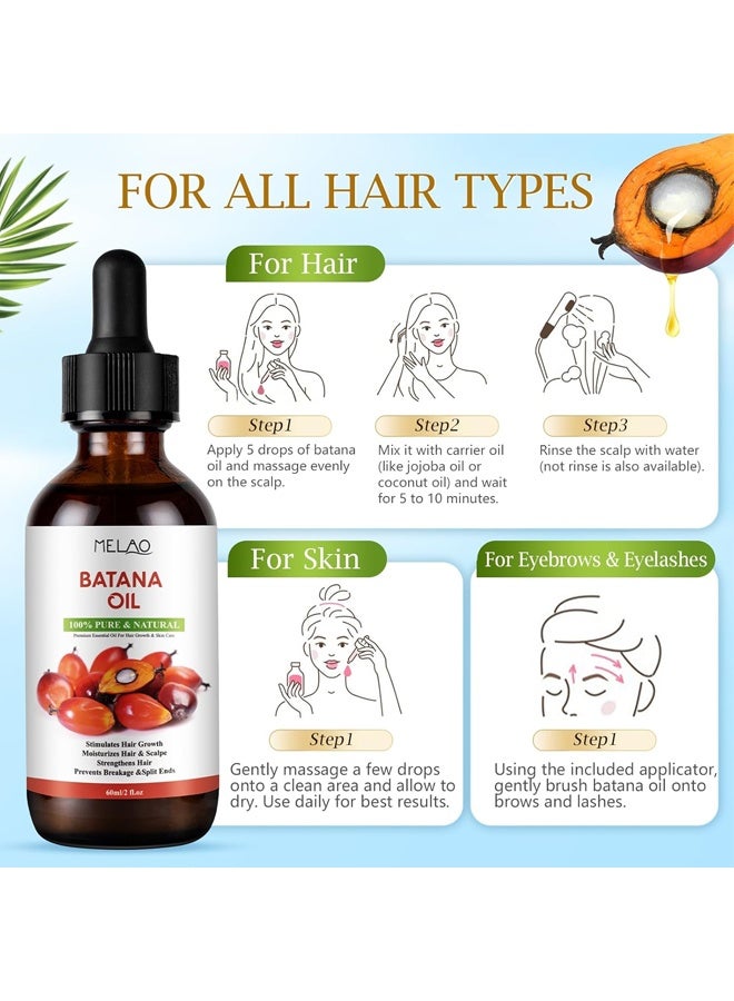 ميلاو زيت باتانا العضوي الخام لنمو الشعر والعناية بالبشرة، يمنع التكسر والتقصف، يرطب الشعر وفروة الرأس، لجميع أنواع الشعر - Image 3