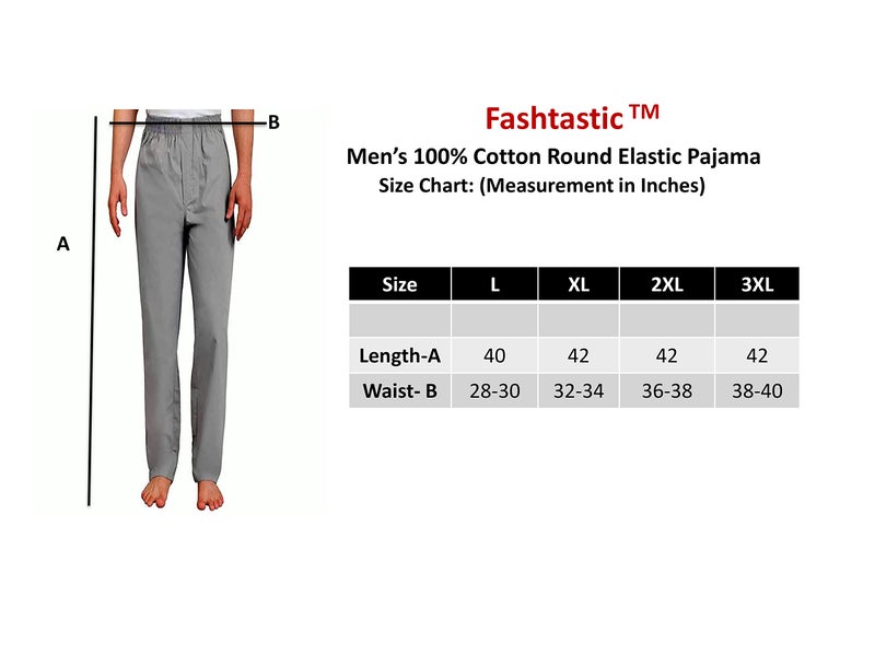Fashtastic Men's Cotton Round Elastic Pajama (X-Large, Light Grey) - Image 5