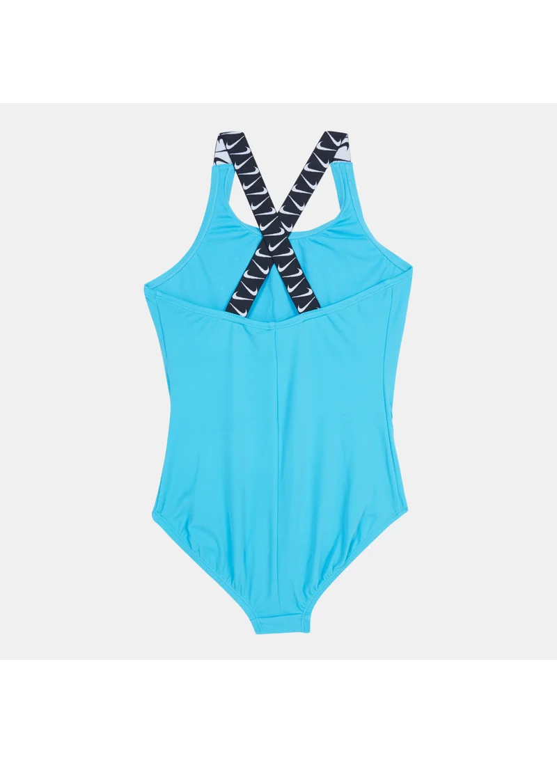 Nike Kids' Logo Tape Crossback One-Piece Swimsuit
