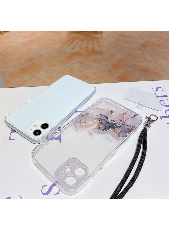 Zaboon Case For iPhone 12 mini Hollow Marble Pattern TPU Shockproof Protective Case with Neck Strap Rope - Image 5