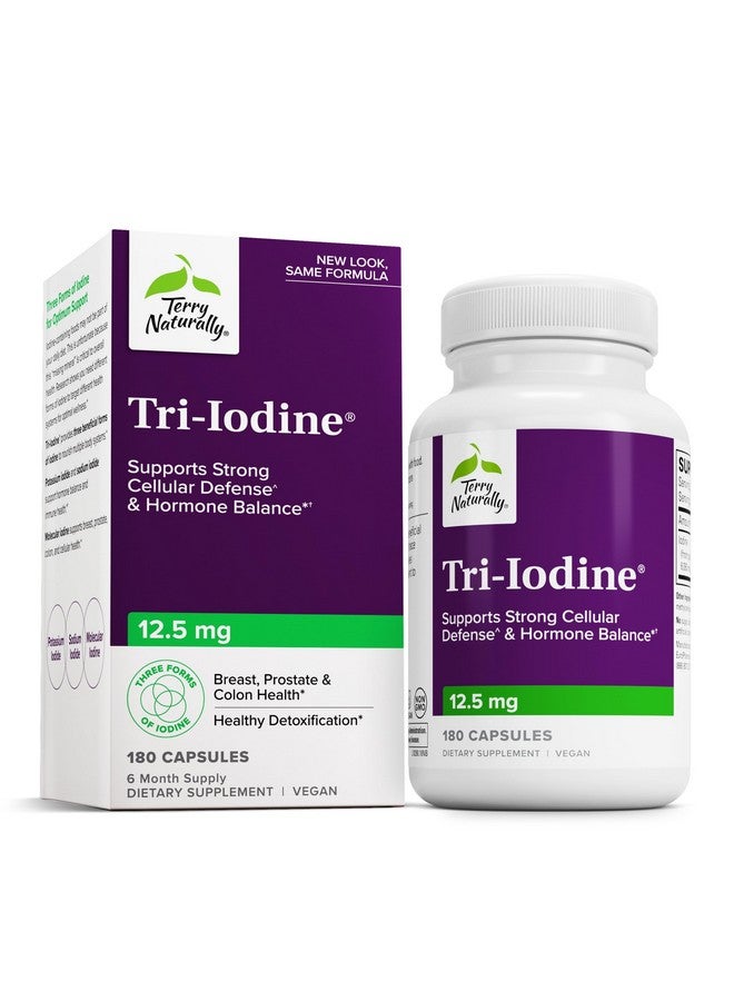 Terry Naturally Tri-Iodine - Support Thyroid Health - Aids Hormone Balance with Molecular Iodine from Kelp - Features Potassium Iodide & Sodium Iodide - Brain & Energy Support - 12.5mg, 180 Capsules - Image 1