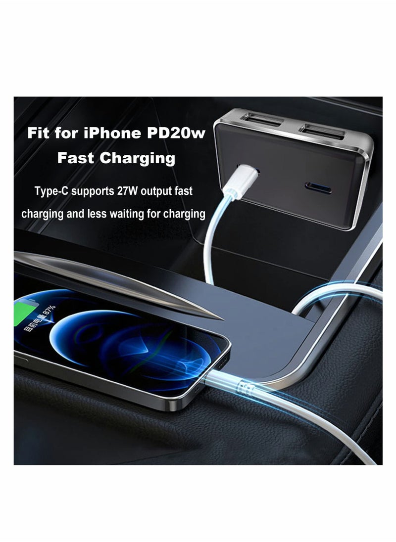 Y&D Compatible with Tesla Model 3/Y Usb Hub, 4 in 1 Ports Docking Station, Center Console Charger Adapter PD Fast USB Spiliter Fit for 3 Y Accessories  - Image 2