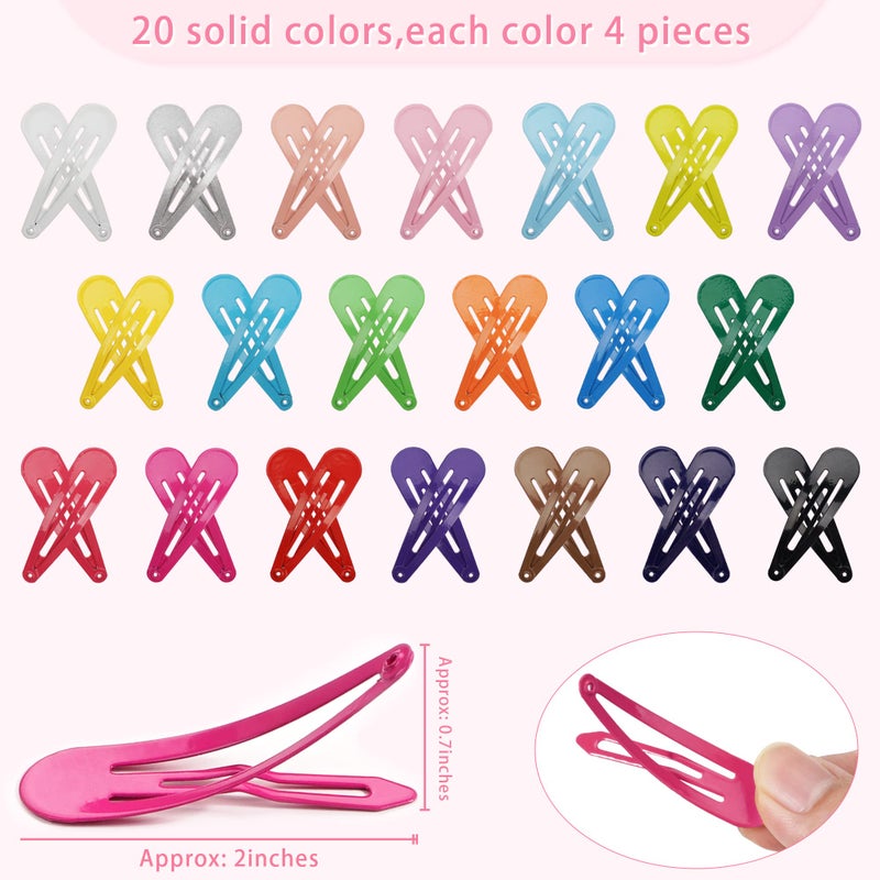 BBgifts Clips for Hair, 120 Pcs 2 Inch Metal Barrettes Snap Hair Clips for Girls Kids Teens Women, Cute Candy Color Hair Pins for Birthday Party Gift, 40 Assorted Colors (Pattern Print & Solid Color) - Image 3