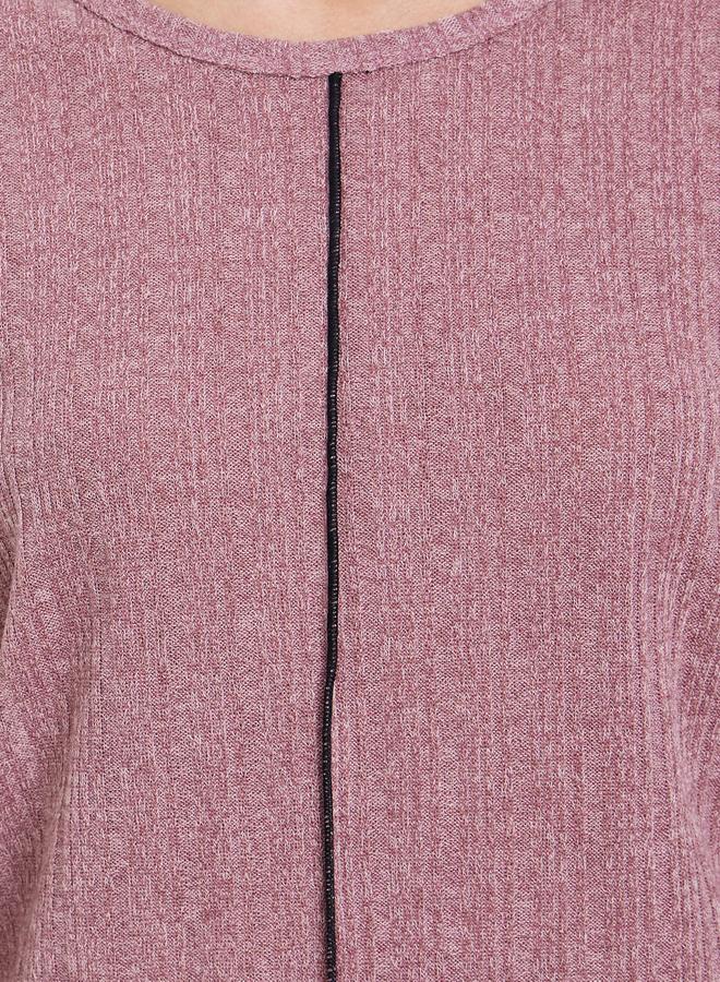 Styli Rib Round Neck T-Shirt and Pyjama Set - Image 4