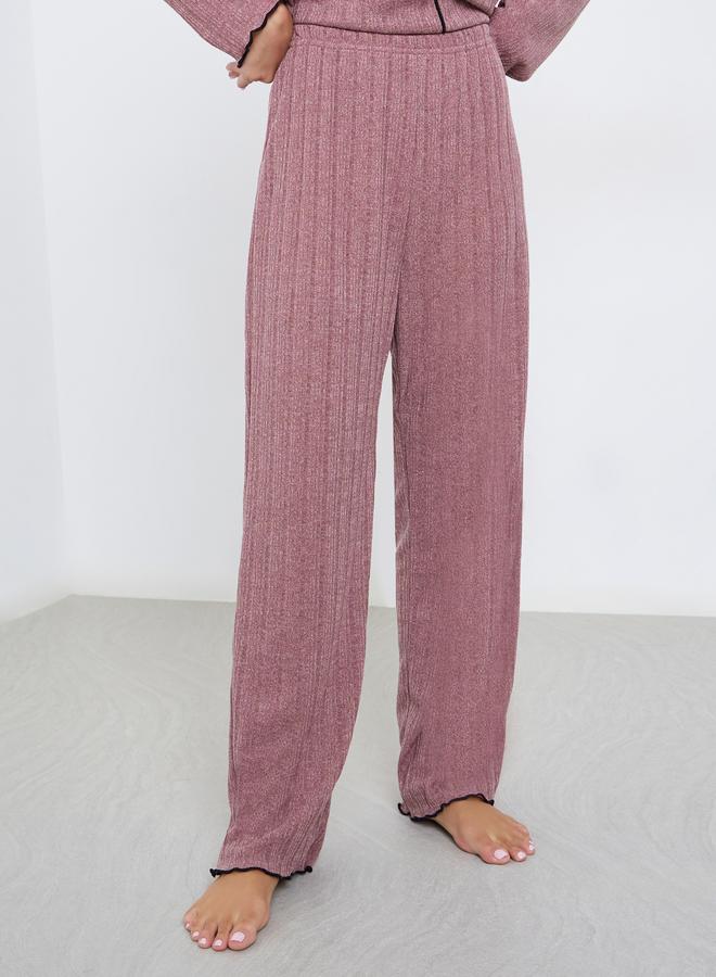 Styli Rib Round Neck T-Shirt and Pyjama Set - Image 5