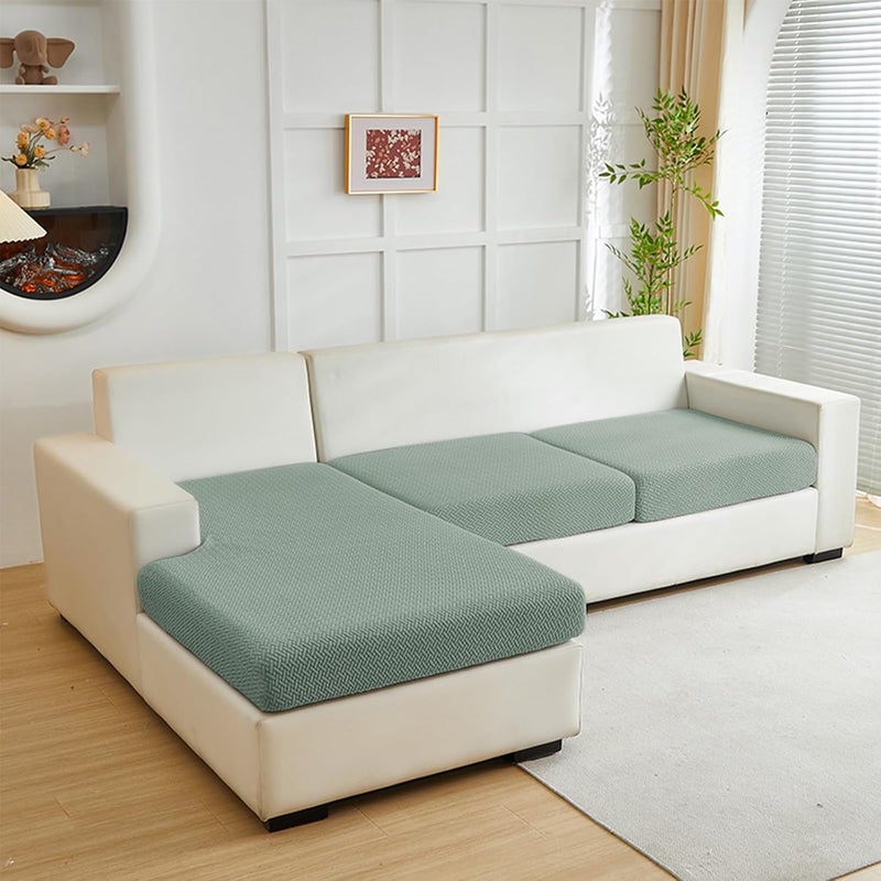Yoovat Couch Cushion Covers for Sofa Couch Covers Wear-Resistant Universal Sofa Cover Washable Stretch for Sectional Slipcovers (Texture-Green, 2 Seats + Chaise Cover) - Image 1