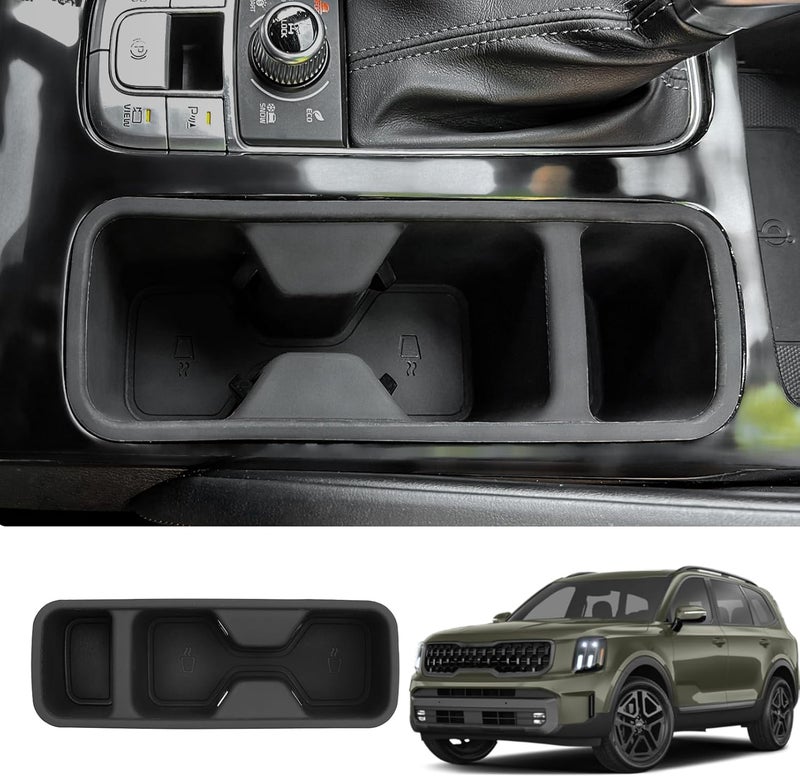 Maxzina Cup Holder Insert for 2020-2024 Kia Telluride - Silicone Black Bottle Holder - Image 1