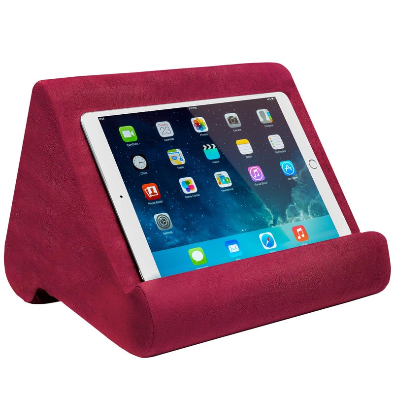 Ontel Pillow Pad Ultra Multi-Angle Soft Tablet Stand, Burgundy - Comfortable Angled Viewing for iPad, Tablets, Kindle, Smartphones, Books, Magazines, and More - Image 1