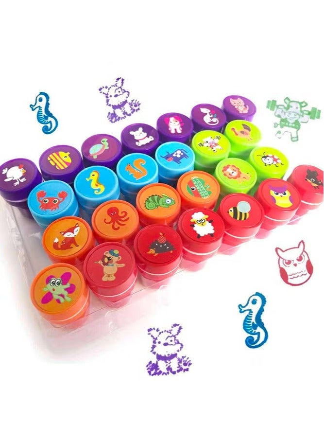 طوابع حيوانات ذاتية الحبر مكونة من 26 قطعة للأطفال، ألعاب طوابع قابلة للغسل للأطفال، هدايا حفلات، جوائز مدرسية، هدايا عيد ميلاد وأدوات تعليمية - Image 1