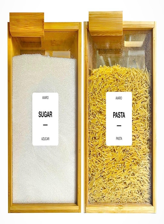 AVARO Food Dispenser - 2.2L Bamboo Cereal Dispenser Countertop & Rice Dispenser - Airtight Pantry Storage Containers for Kitchen Pantry & Pantry Organization - Cereal Dispenser & Flour Container (Set of 2) - Image 1