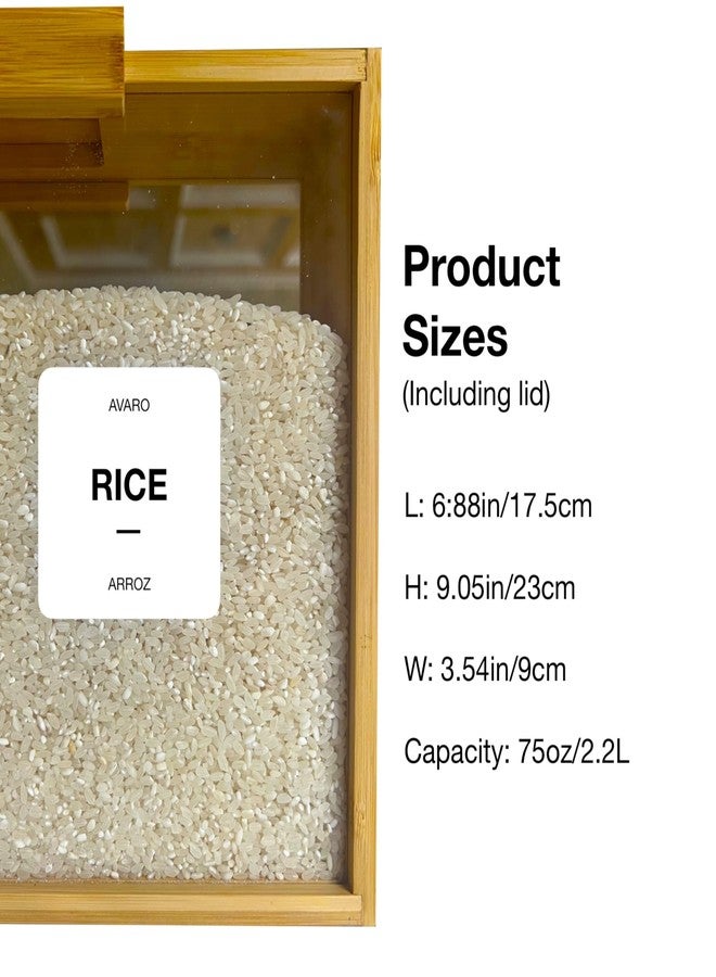 AVARO Food Dispenser - 2.2L Bamboo Cereal Dispenser Countertop & Rice Dispenser - Airtight Pantry Storage Containers for Kitchen Pantry & Pantry Organization - Cereal Dispenser & Flour Container (Set of 2) - Image 2