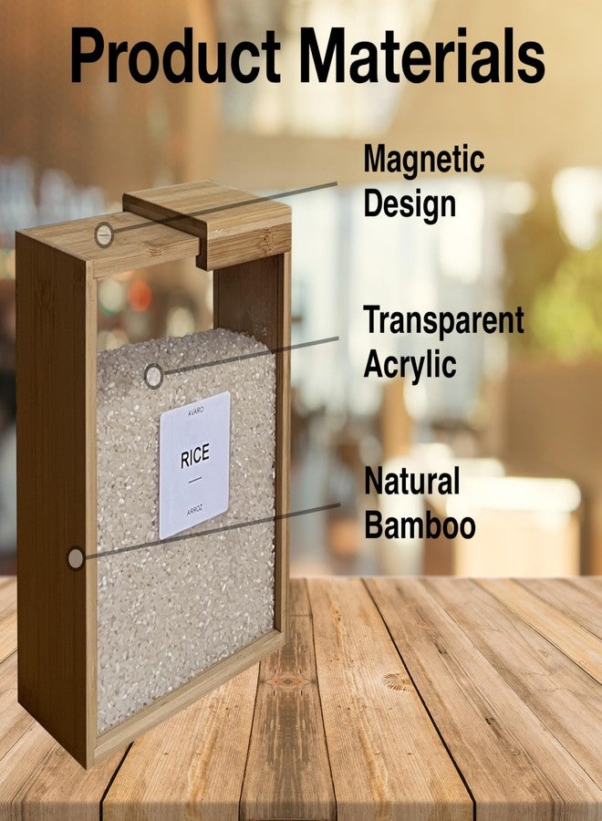 AVARO Food Dispenser - 2.2L Bamboo Cereal Dispenser Countertop & Rice Dispenser - Airtight Pantry Storage Containers for Kitchen Pantry & Pantry Organization - Cereal Dispenser & Flour Container (Set of 2) - Image 3