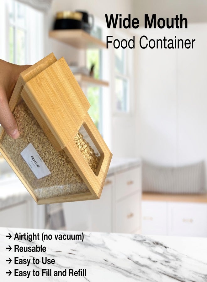 AVARO Food Dispenser - 2.2L Bamboo Cereal Dispenser Countertop & Rice Dispenser - Airtight Pantry Storage Containers for Kitchen Pantry & Pantry Organization - Cereal Dispenser & Flour Container (Set of 2) - Image 5