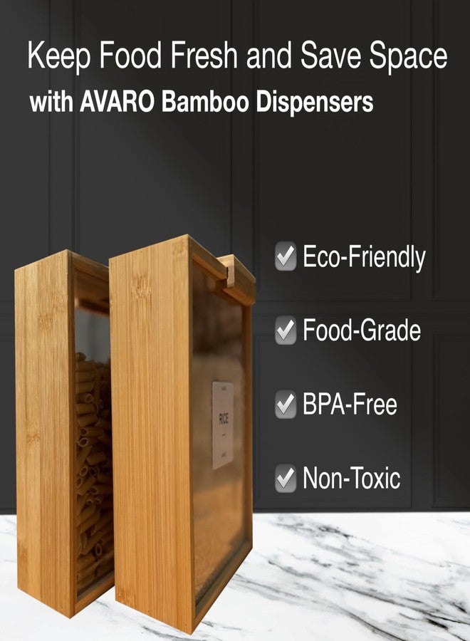 AVARO Food Dispenser - 2.2L Bamboo Cereal Dispenser Countertop & Rice Dispenser - Airtight Pantry Storage Containers for Kitchen Pantry & Pantry Organization - Cereal Dispenser & Flour Container (Set of 2) - Image 4