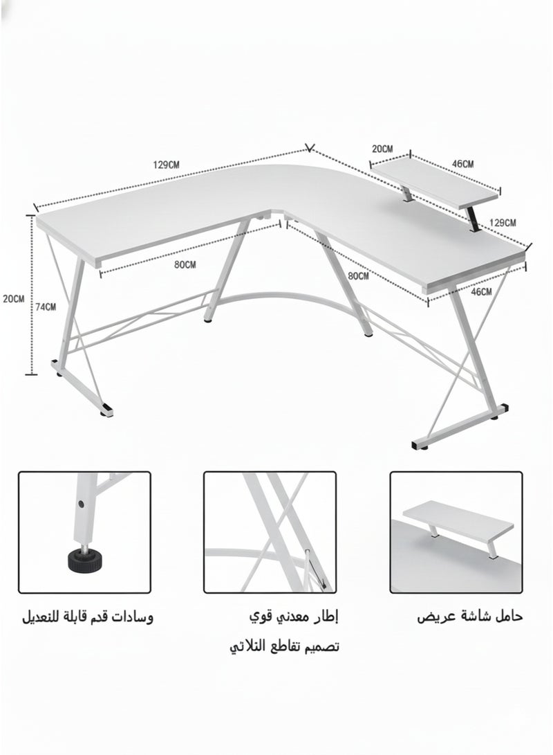 ACPLAY L-Shaped Desk Computer Corner Table 51 Inch Home Gaming Desk Office Writing Workstation With Large Monitor Stand Space-Saving Easy To Assemble 51X18.2X29.5 Inch - Image 3