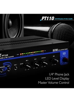 PYLE Home Compact Public Address Mono Amplifier Professional 50W Mini Home Power Audio Sound Pa Speaker Receiver System W/ Rca Headphone 2 Microphone Inputs Independent Volume Control Pt110  - Image 4