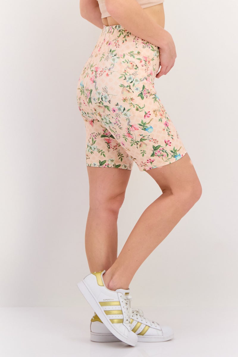 GUESS Women Sportswear Fit Training Biker Shorts, Peach Combo  - Image 3