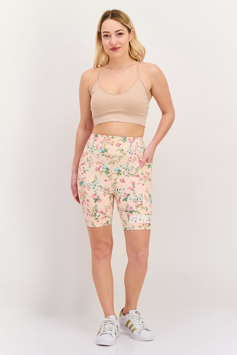 GUESS Women Sportswear Fit Training Biker Shorts, Peach Combo  - Image 4