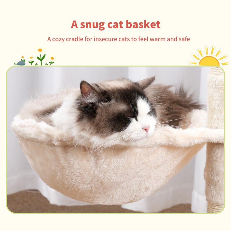 Hey-brother Cat Tree Tower, Scratching Posts with Removable Toys, Cozy Condo, Platform, Hammock, Sisal Scratch Board and Ball for Indoor Kittens, 41.3 Inches, Beige MPJ008SM - Image 5