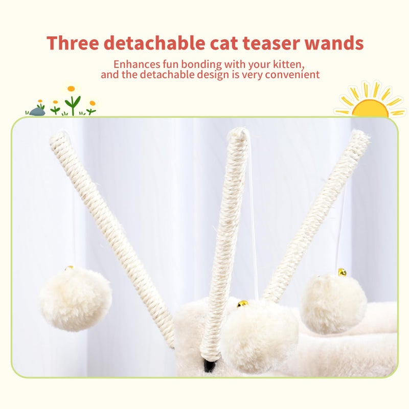 Hey-brother Cat Tree Tower, Scratching Posts with Removable Toys, Cozy Condo, Platform, Hammock, Sisal Scratch Board and Ball for Indoor Kittens, 41.3 Inches, Beige MPJ008SM - Image 2