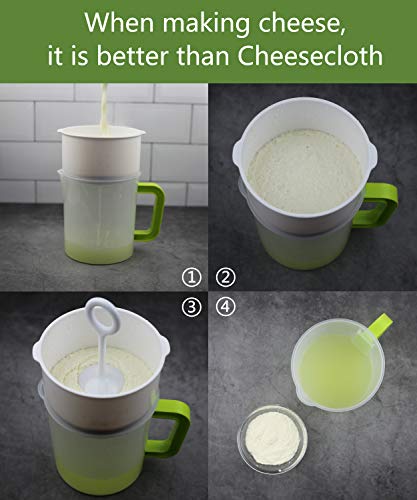 iAesthete Multiple Usage Food Strainer, Nut Milk Bag Replacement, Yogurt Strainer, Food Grade Polycarbonate And Stainless Steel Mesh BPA-Free, Nut Milk/Soy Milk/Juice/Tea Filter - Image 3