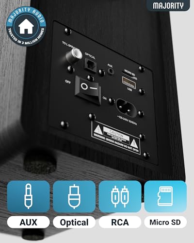 Majority D40 Active Bookshelf Speakers | Powered Stereo Studio Speakers | Powerful Amplified 2.0 Channel Sound | Bluetooth, Optical, RCA, USB & Aux Playback | Digital Controls | HiFi Speakers - Image 5