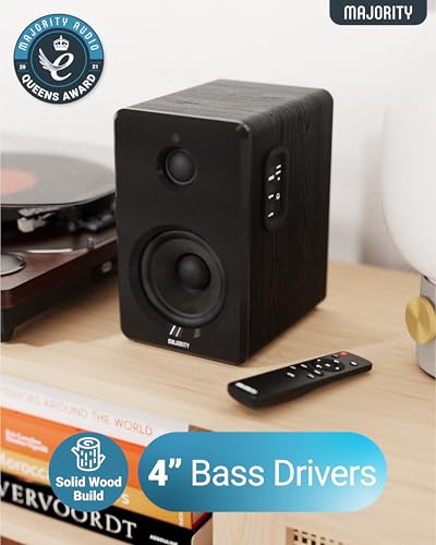 Majority D40 Active Bookshelf Speakers | Powered Stereo Studio Speakers | Powerful Amplified 2.0 Channel Sound | Bluetooth, Optical, RCA, USB & Aux Playback | Digital Controls | HiFi Speakers - Image 4