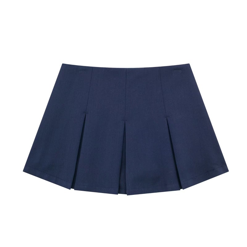 INS Style Personal Style Y2K Short Skirt 2022 Autumn New Womens Short Low Waist Dagging Overskirt 7385542 7249 Navy Blue Culottes