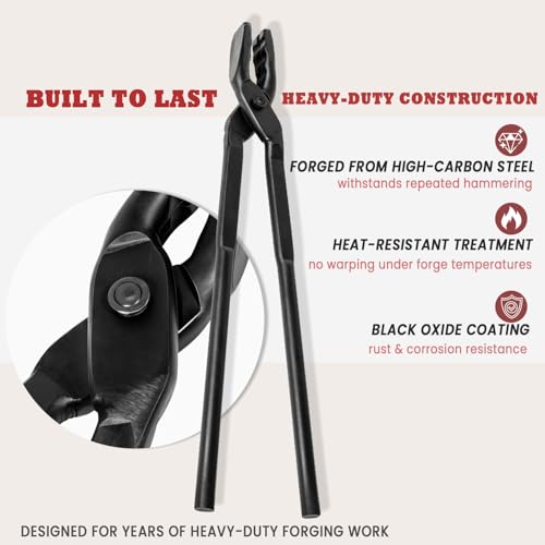 Camoo 15 inch Wolf Jaw Tongs, Blacksmith Tongs for Beginners & Professional Blacksmiths & Bladesmiths, Heavy Duty Blacksmithing Forge Tongs with Superior Jaw Grip - Image 5