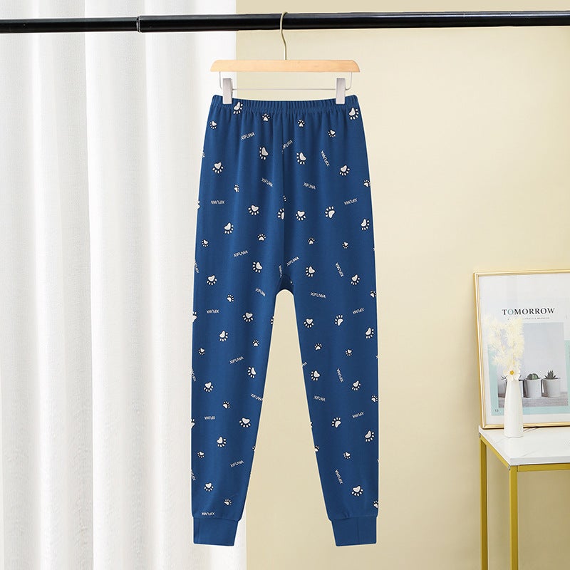 Warm Cotton Thermal Pants For Chubby Boys, Boys' Sleep Pants, Plus-Size Base Layer Single Pants, Extra-Large Cotton Thermal Pants For Winter - Image 1