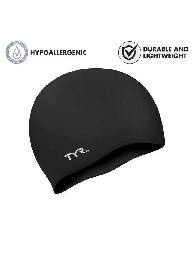 TYR Wrinkle Free Silicone Swim Cap (Black) - Image 3