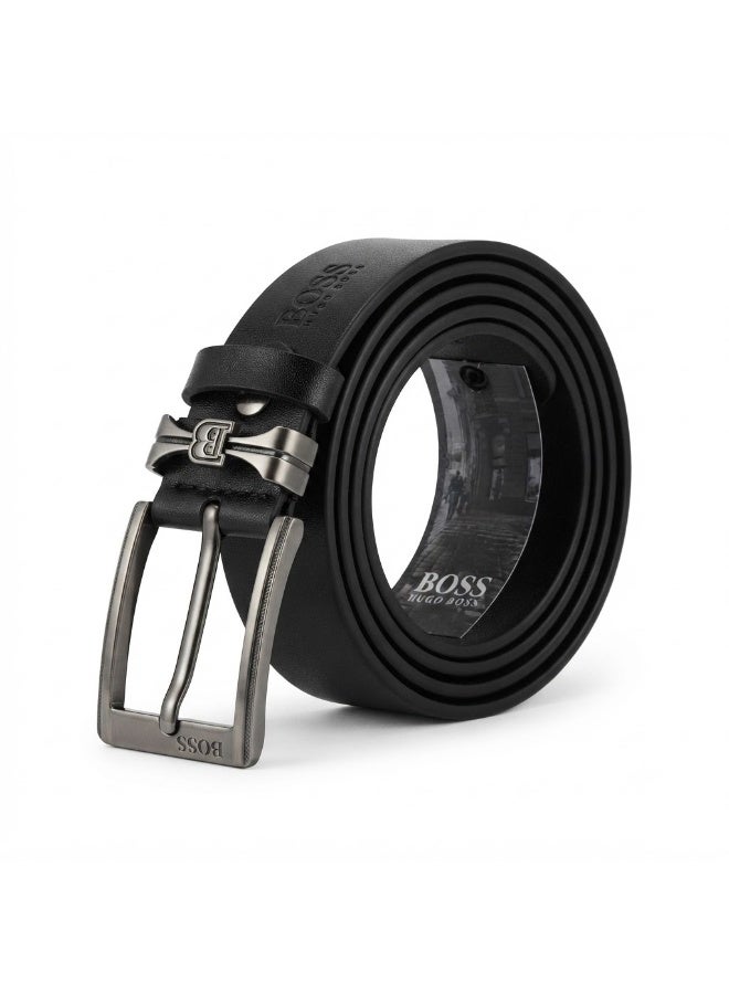 حزام رجالي أسود بإبزيم دبوسي من BOSS
