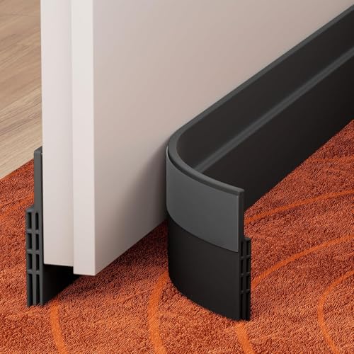 Nibbler 39 Inch Pack of 1 Silicon Door Bottom Sealing Strip | Self Adhesive Door Gap Filler Rubber | Strip Guard | Protector from Cockroach, Insect, Bugs, Air & Dust (Black, 39 Inch (1)) - Image 1