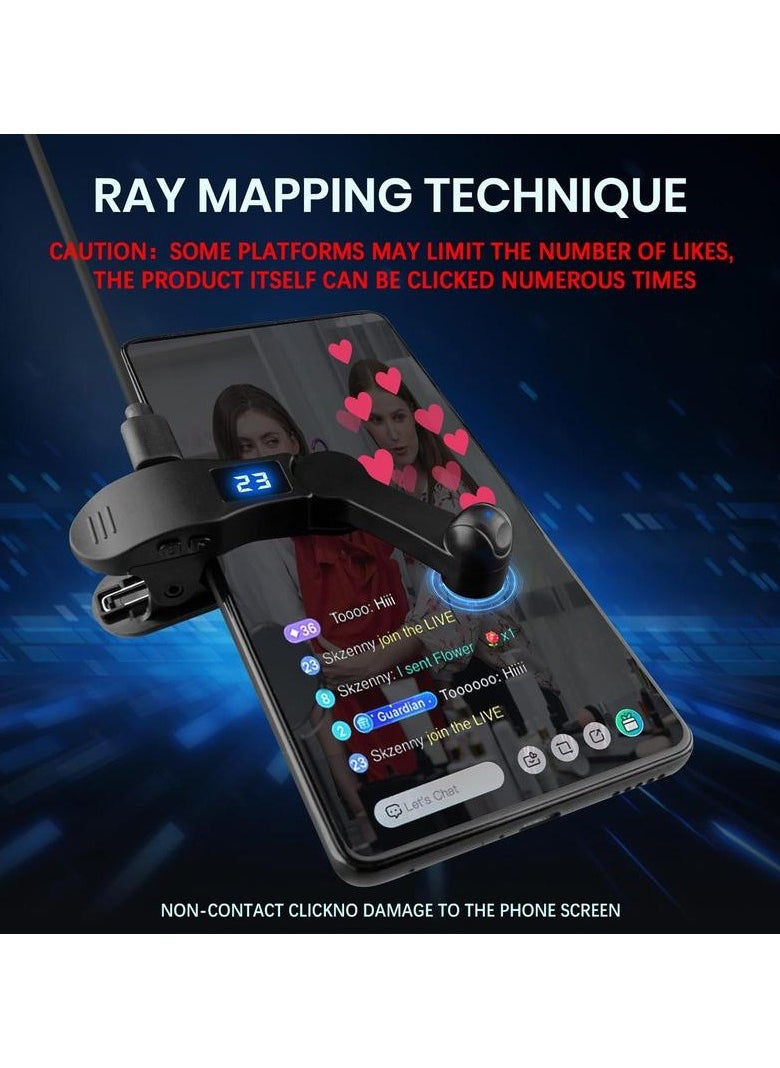Smartphone automatic clicker, mobile screen device speed clicker, fast click simulation finger continuous click game, live like, flash kill, reward tasks (black)